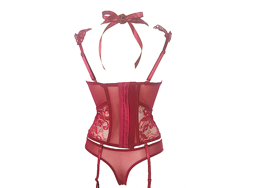 Lace fishbone corset underwear set