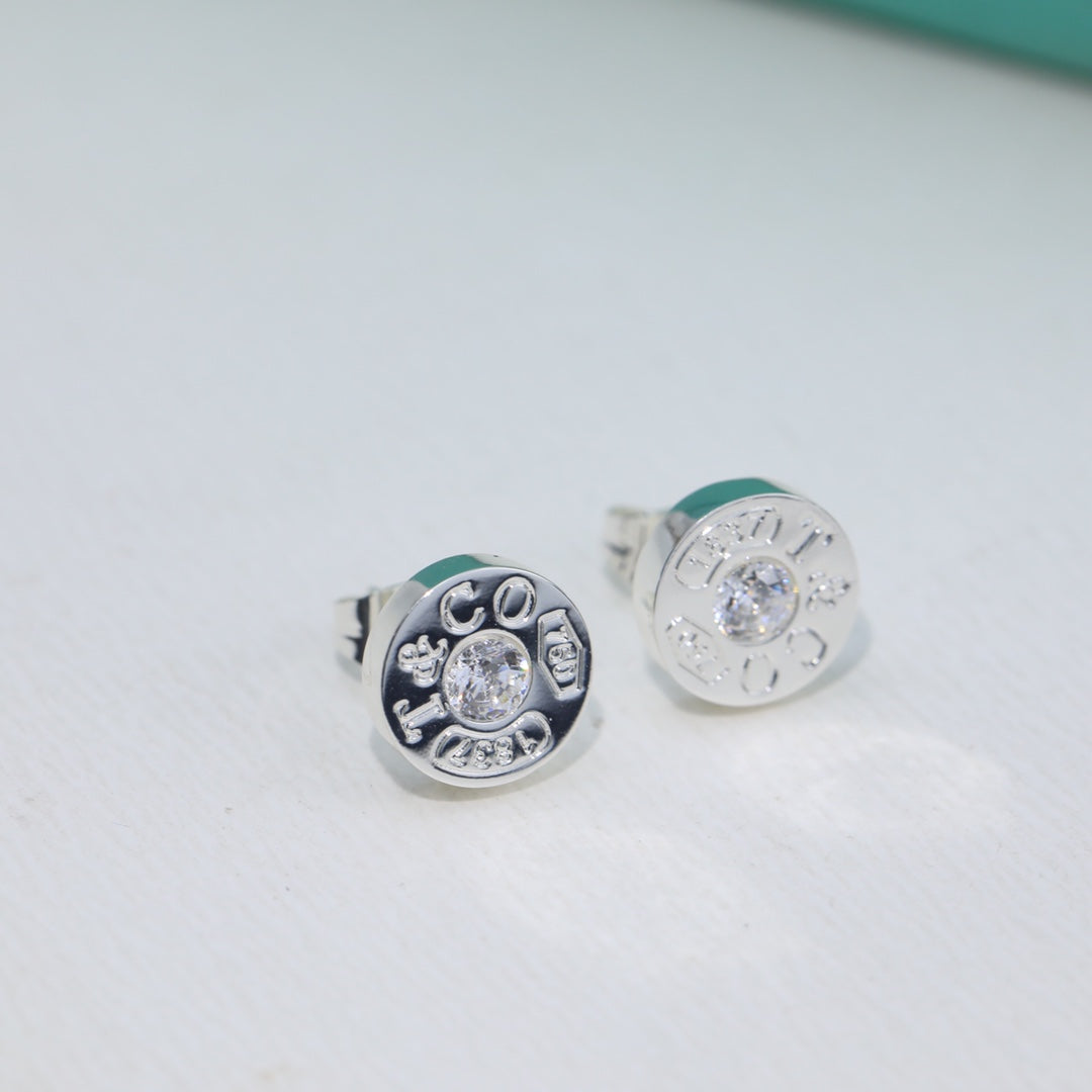 18K Tiffany 1837 Diamond Earrings